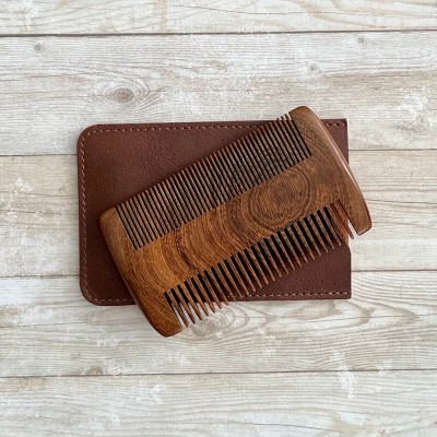 Custom Engraved Sandalwood Beard Comb Christmas Gift for Men