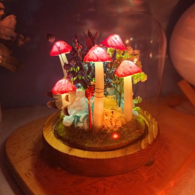 Handmade Dragonfly Mushroom Lamp Christmas Gift