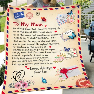 To Mom - Post Card Blanket From Son/Daughter