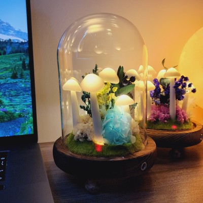 Handmade Blue Flower White Mushroom Lamp Lamp Christmas Gift