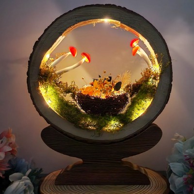 Mushroom Lamp Made of Natural Plant Bouquet Christmas Gift Birthday Gifts 
