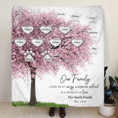 Personalized Family Tree Heart Blanket Gift Idea For Family