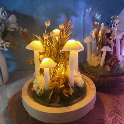 Natural Dried Flower Mushroom Lamp Christmas Gift
