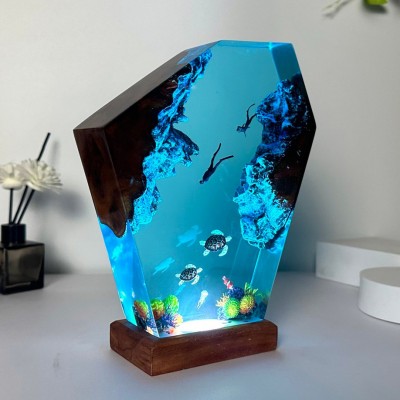 Daddy/Mother Turtle and Baby Turtle Resin Night Light