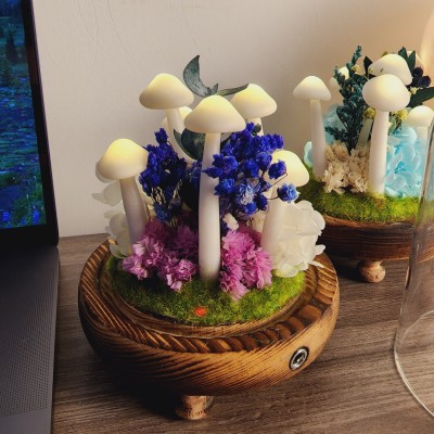 Purple Floral Mushroom Lamp Christmas Gift