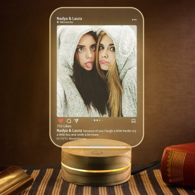 Custom Your Instagram Photo Plaque Led Lamp Anniversary Gift, Birthday Gift, Christmas Gift